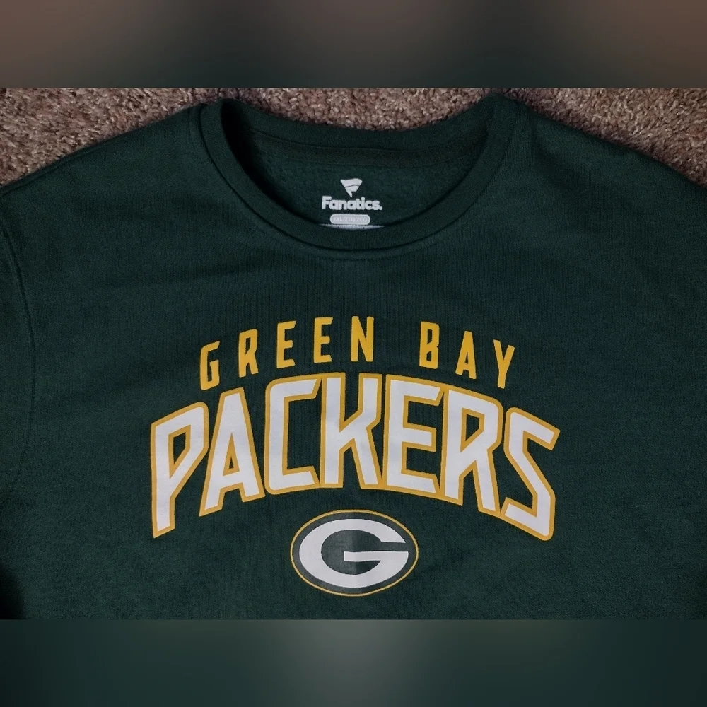 Fanatics Green Bay Packers Green Crewneck Sweater 2XL - Picture 5 of 9